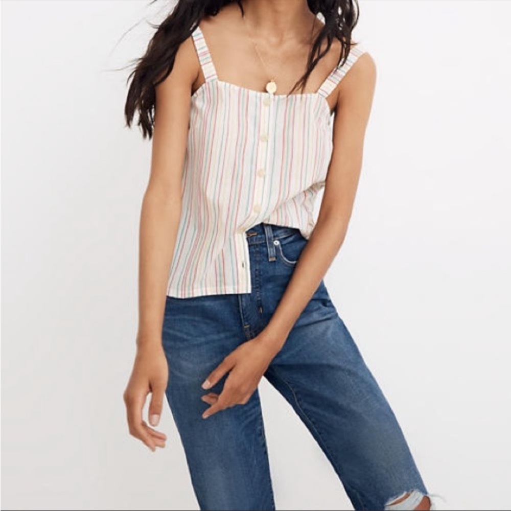 Madewell Rainbow Stripe Button-Front Cami Tank